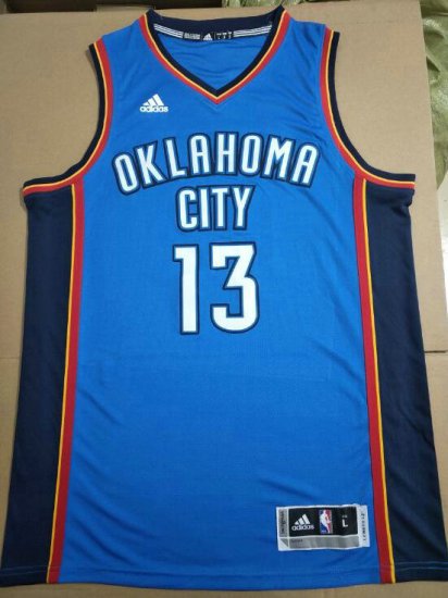 NBA 13 Harden OKC Thunder 19-20 Maillot bleu personnalisé imprimé